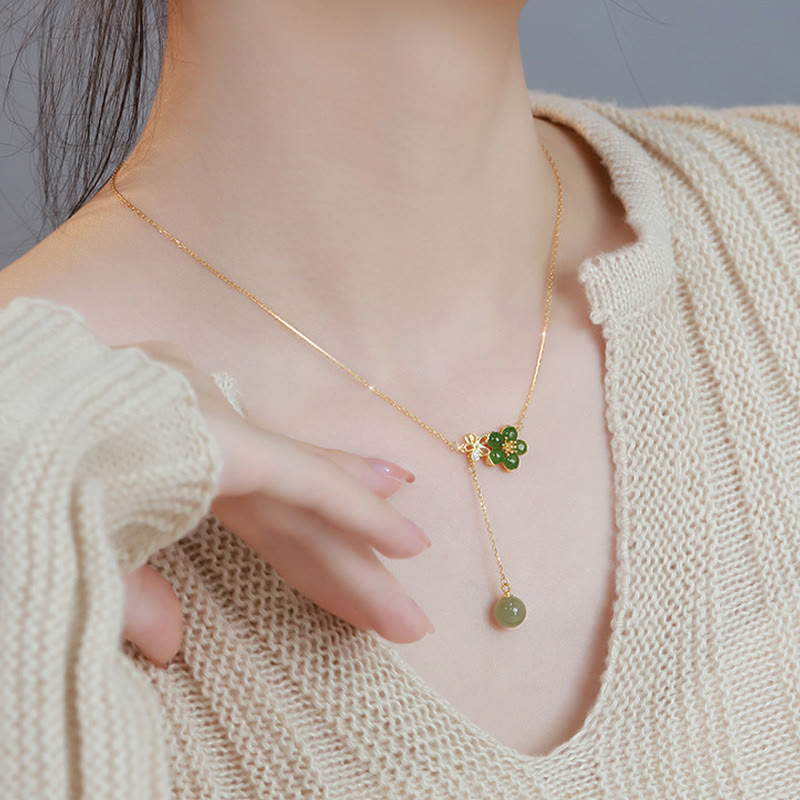 Hetian Cyan Jade Glückskette in 925 Silber | Heilende Klänge