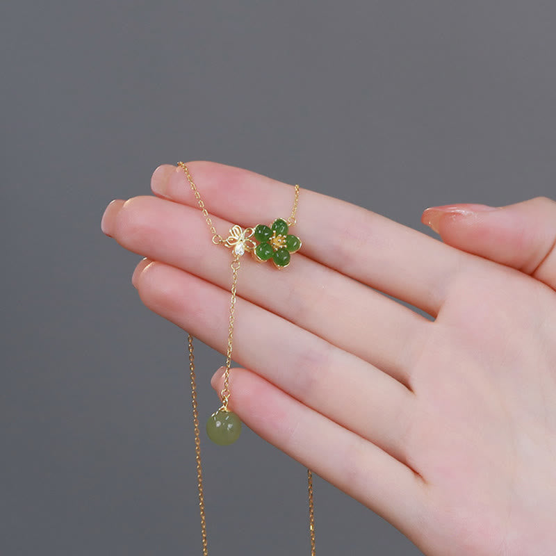 Hetian Cyan Jade Glückskette in 925 Silber | Heilende Klänge