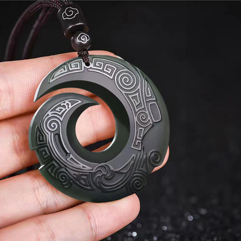 Hetian Cyan Jade Halskette | Das eigene Glück verbessert die Friedensschnalle