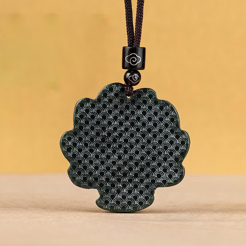 Halskette mit Glücksanhänger aus Hetian Cyan Jade mit neunschwänzigem Fuchs