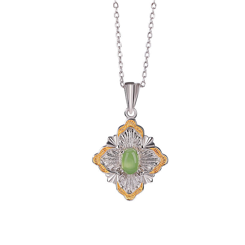 Hetian Cyan Jade Rhombus Halskette für Glück &amp; Heilung