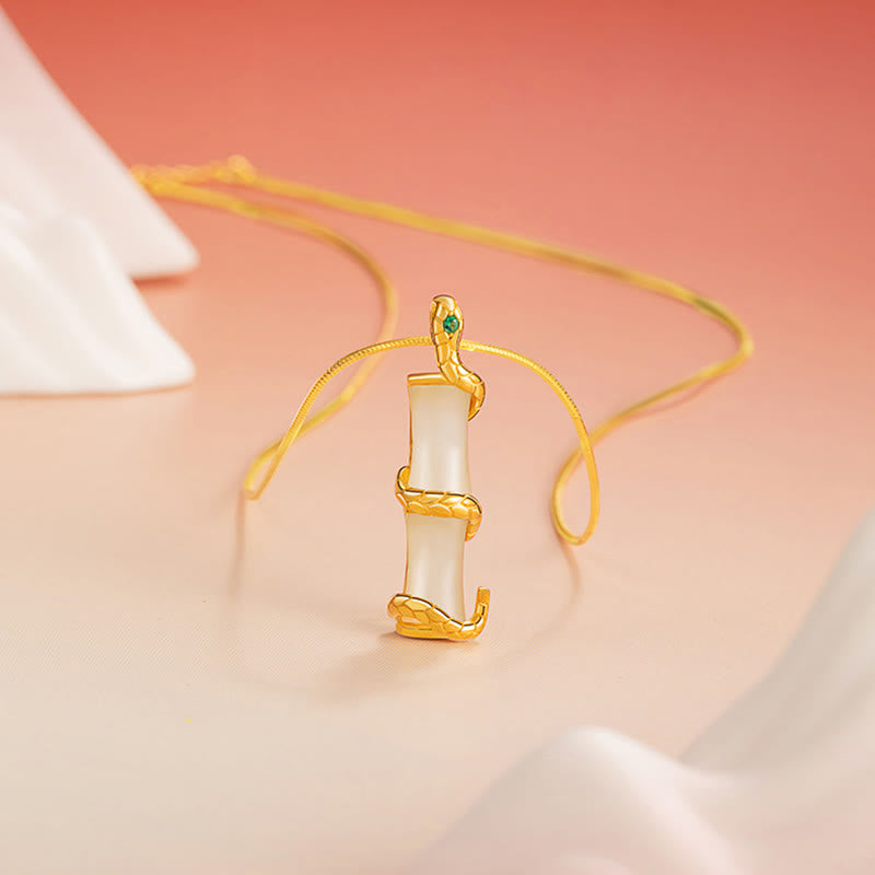 Hetian Jade Bambus Schlangenkette | 925 Sterling Silber