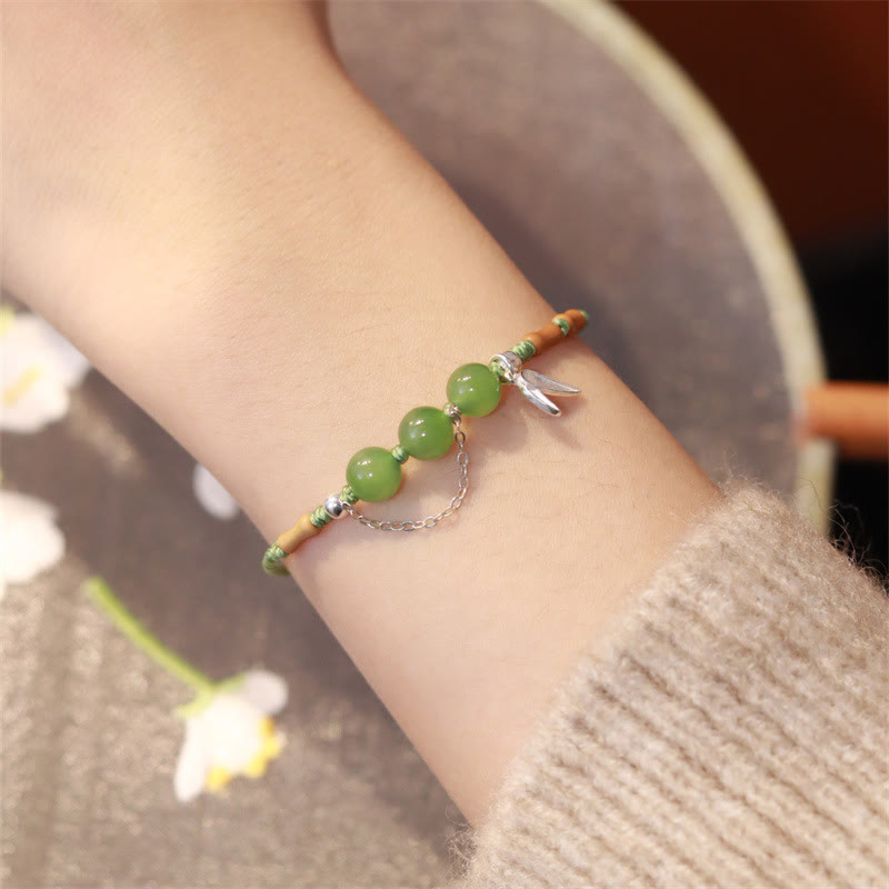 Bambusarmband aus Hetian-Jade und Chalcedon