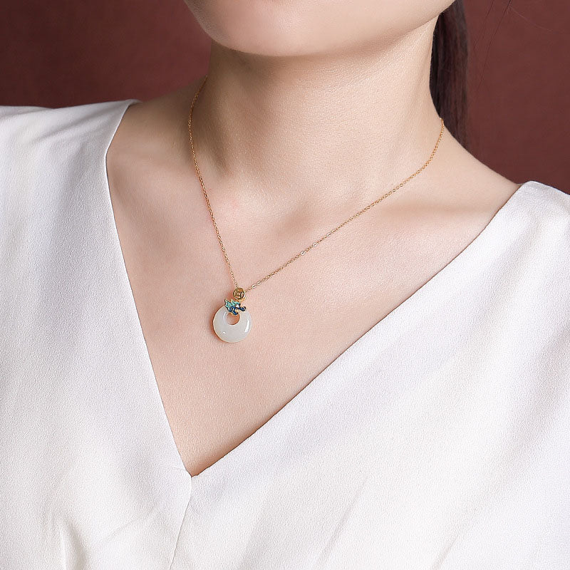 Hetian Jade Dragon Peace Buckle Halskette | Schutz &amp; Glück