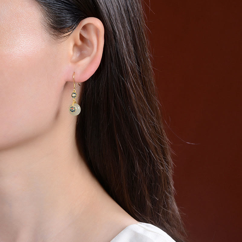 Hetian Jade Lotus Ring &amp; Ohrringe Set | Gold Silber Spirituelles Glück