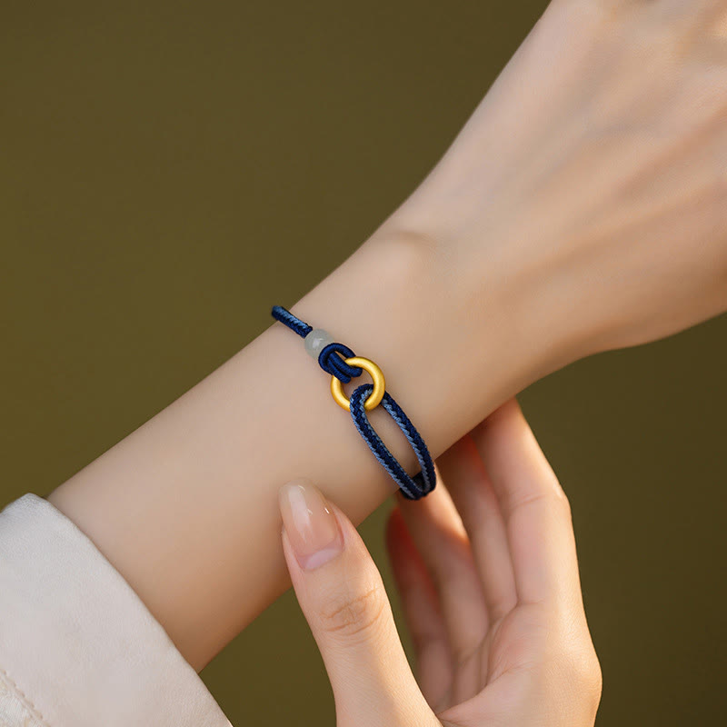 Hetian Jade Peace Buckle Armband 14-18cm | Sterling Silber