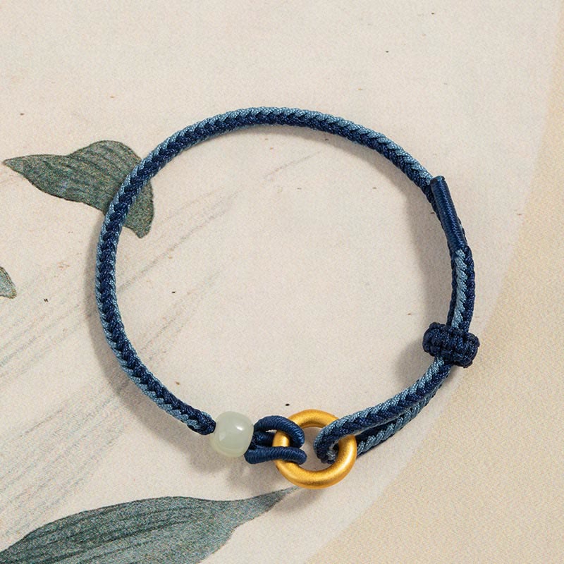 Hetian Jade Peace Buckle Armband 14-18cm | Sterling Silber