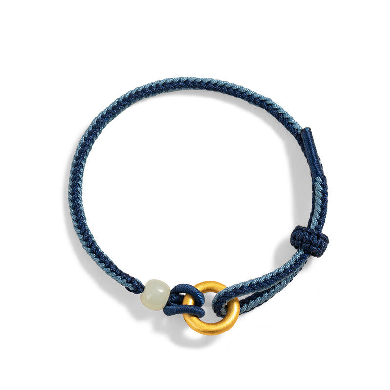 Hetian Jade Peace Buckle Armband 14-18cm | Sterling Silber