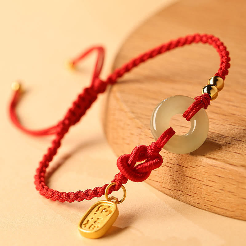 Hetian Jade Peace Buckle Fu Armband für Glück