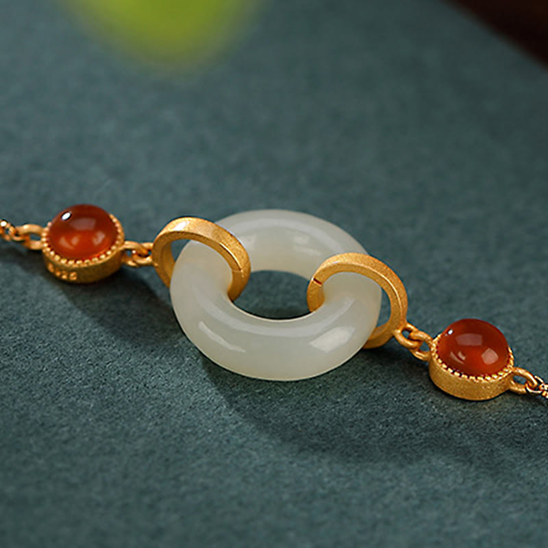 Hetian Jade Peace Buckle Glücksarmband 16+3cm Wohlstand