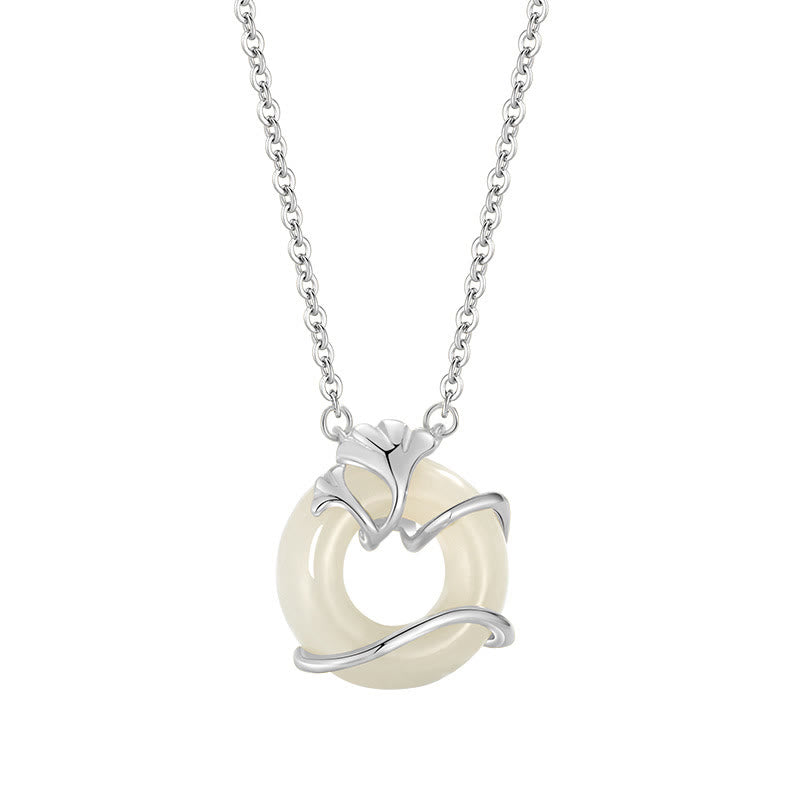 Halskette mit Peace Buckle-Anhänger aus Hetian-Jade in Sterlingsilber