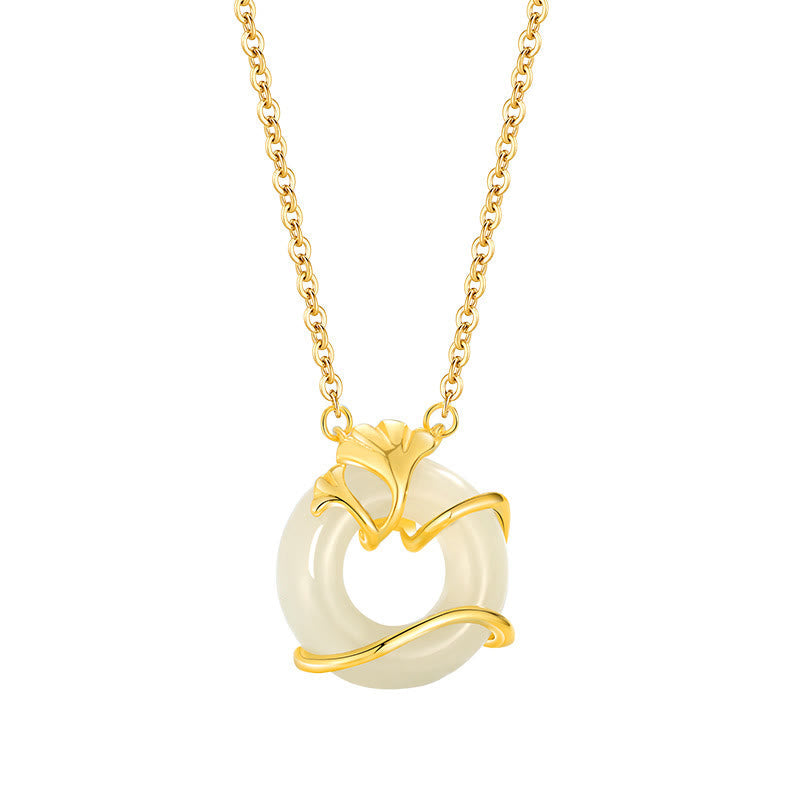 Halskette mit Peace Buckle-Anhänger aus Hetian-Jade in Sterlingsilber