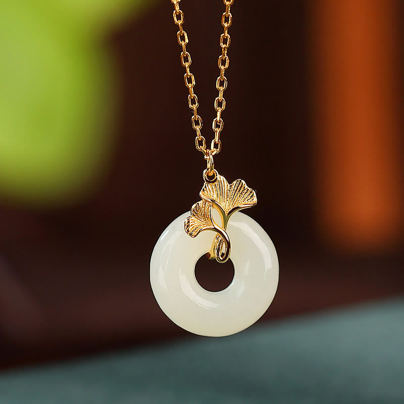 Hetian Jade Peace Buckle Halskette | Sterling Silber | Wohlstandsbalance