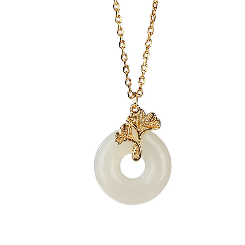 Hetian Jade Peace Buckle Halskette | Sterling Silber | Wohlstandsbalance