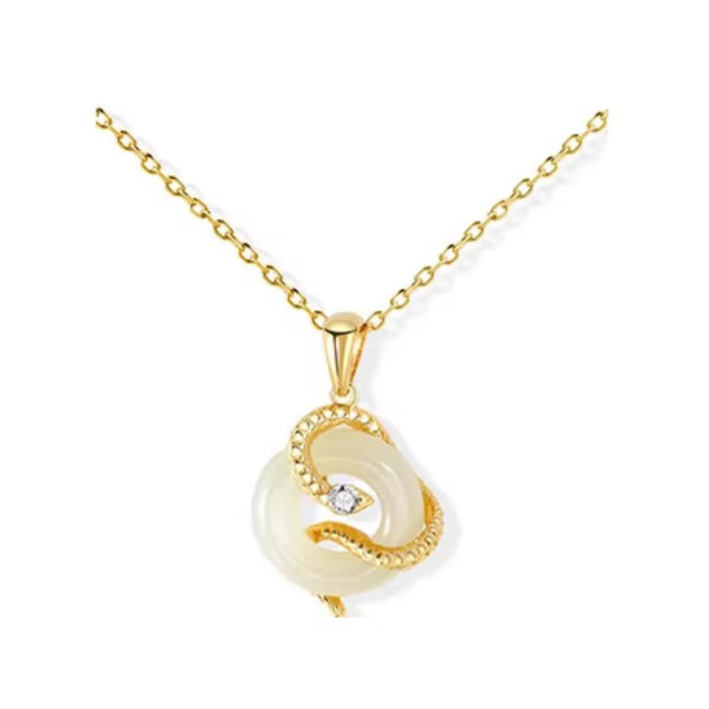 Halskette mit Friedensschnalle aus Hetian-Jade für das Jahr des Schlangenglücks