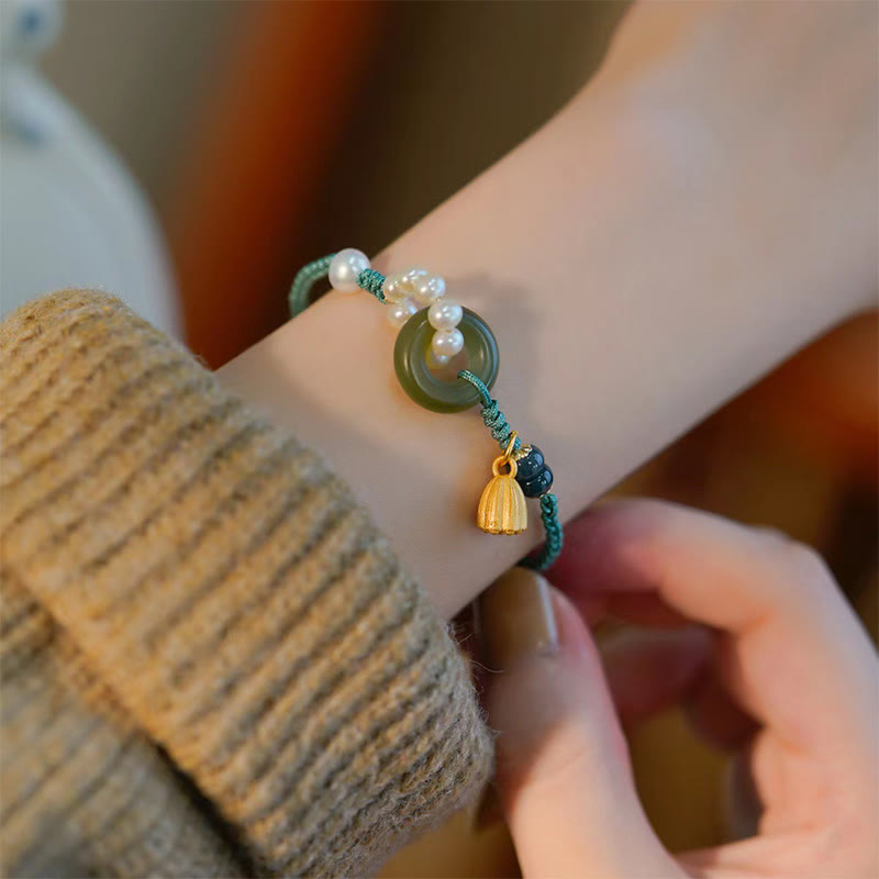 Hetian Jade Peace Buckle Serenity Armband für Glück