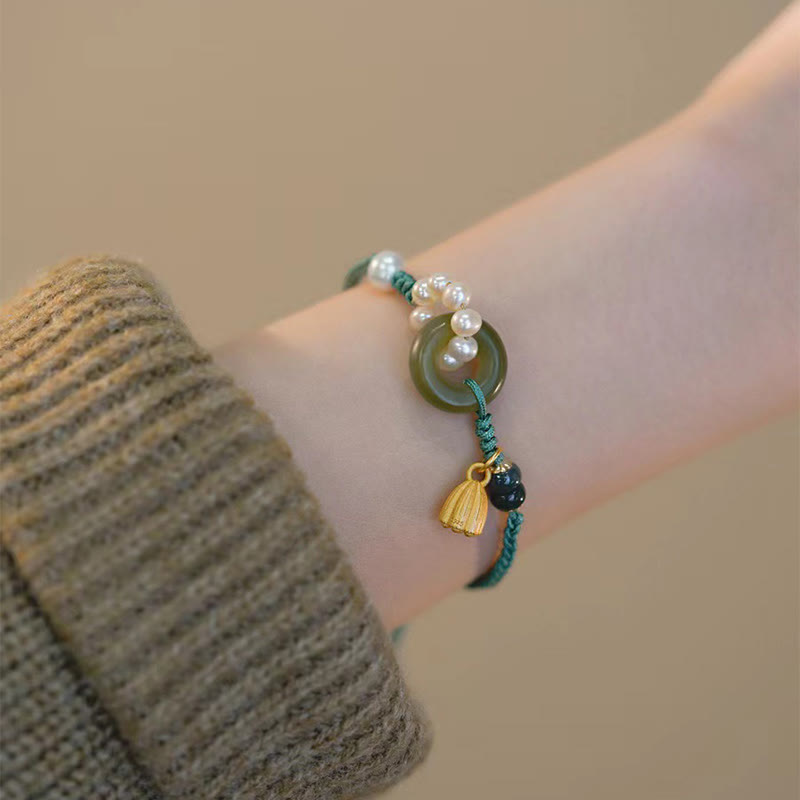 Hetian Jade Peace Buckle Serenity Armband für Glück
