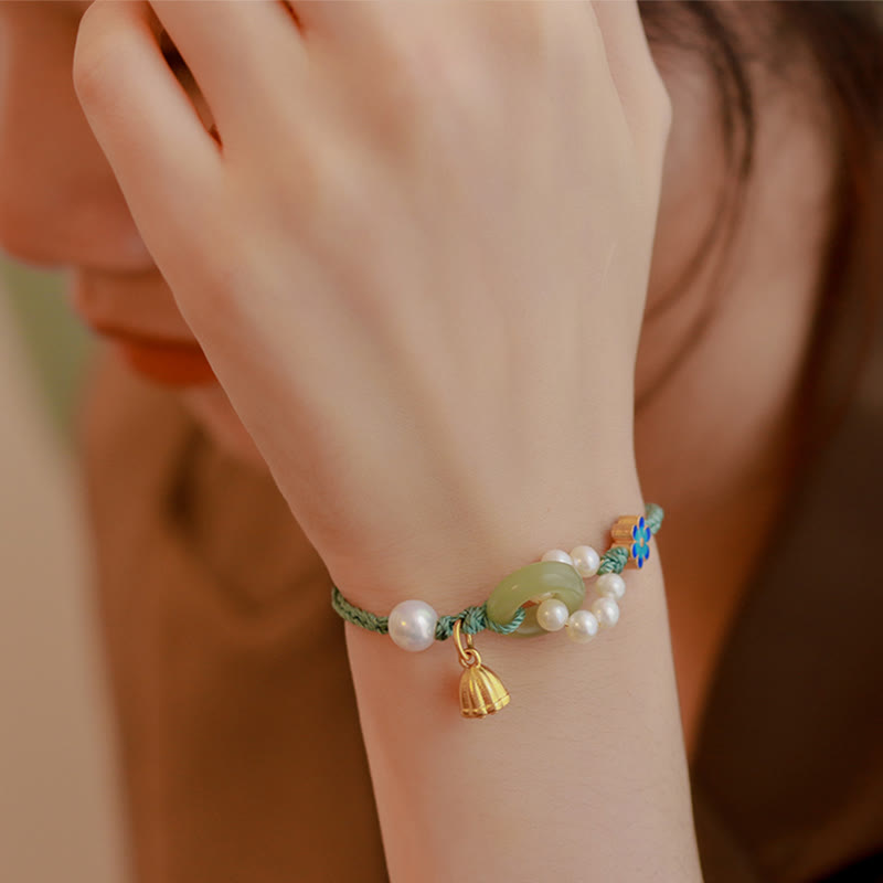 Hetian Jade Peace Buckle Serenity Armband für Glück