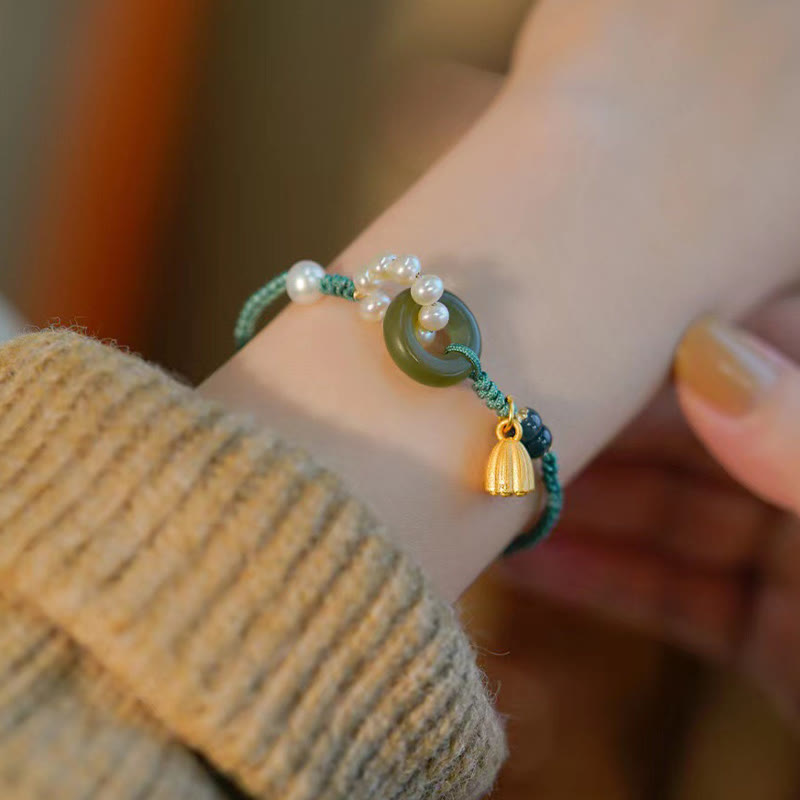 Hetian Jade Peace Buckle Serenity Armband für Glück