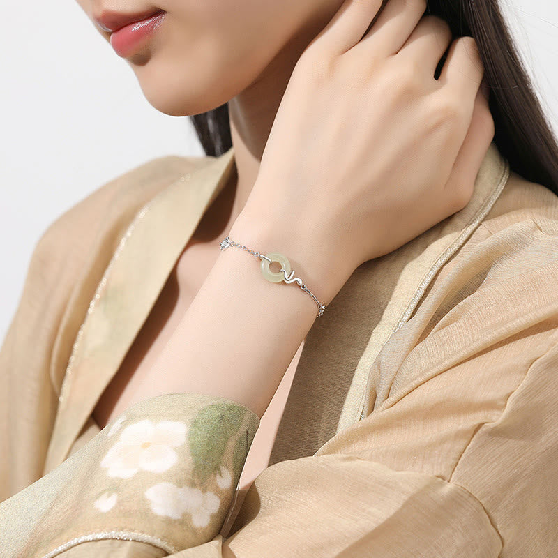Hetian Jade Peace Buckle Schlangenarmband mit 925er Silber