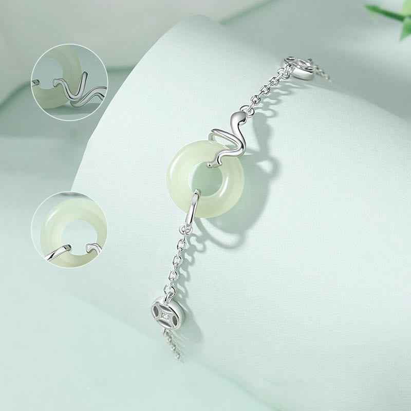 Hetian Jade Peace Buckle Schlangenarmband mit 925er Silber