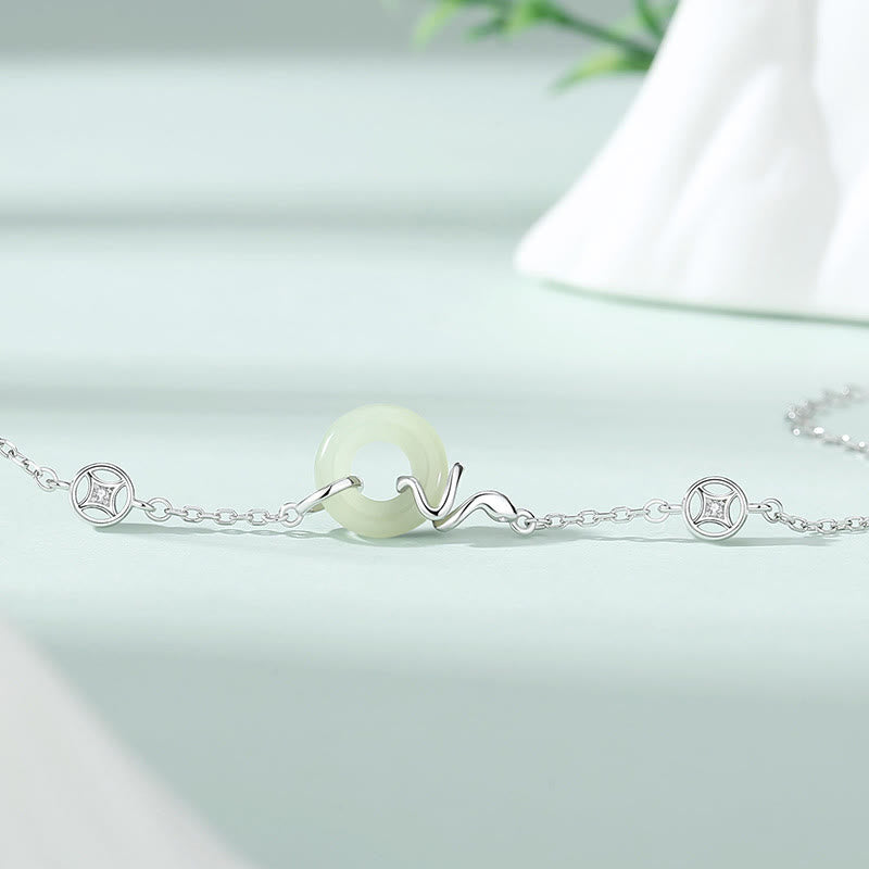 Hetian Jade Peace Buckle Schlangenarmband mit 925er Silber