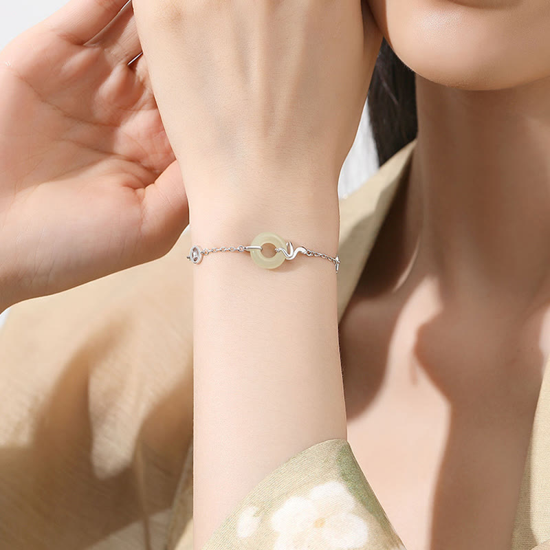 Hetian Jade Peace Buckle Schlangenarmband mit 925er Silber
