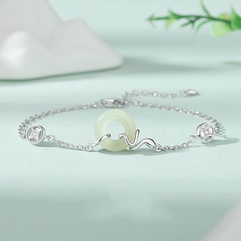 Hetian Jade Peace Buckle Schlangenarmband mit 925er Silber