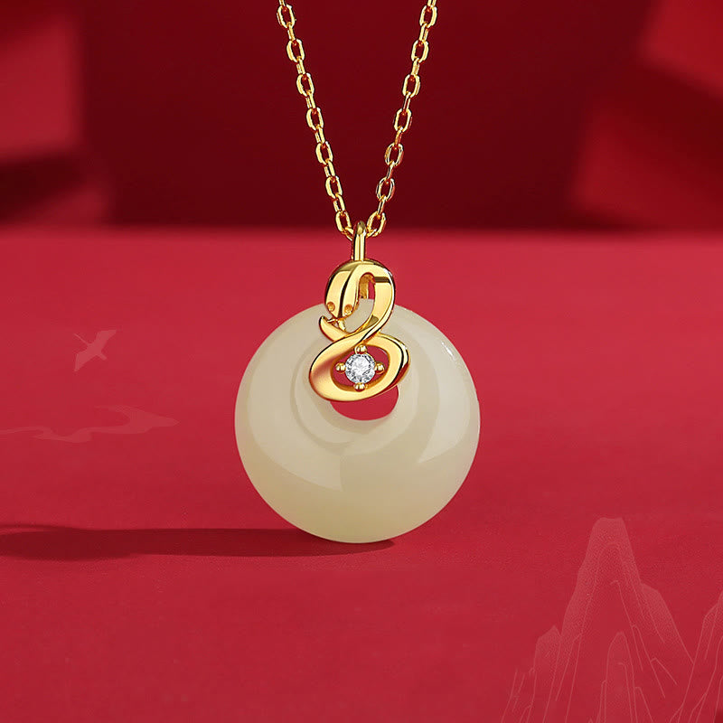 Hetian Jade Peace Buckle Schlangenhalskette