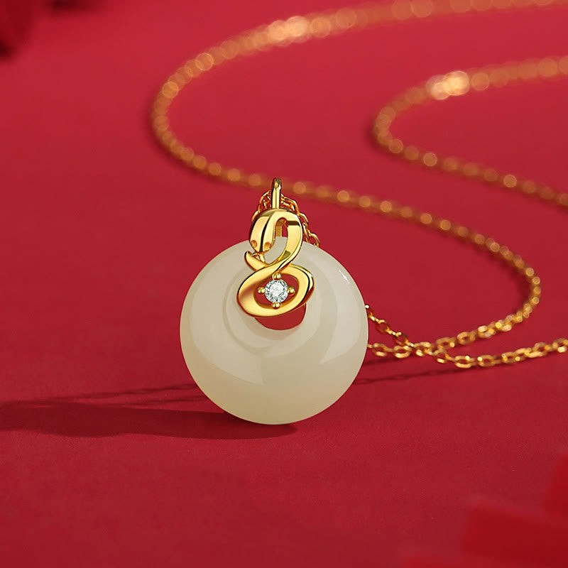 Hetian Jade Peace Buckle Schlangenhalskette