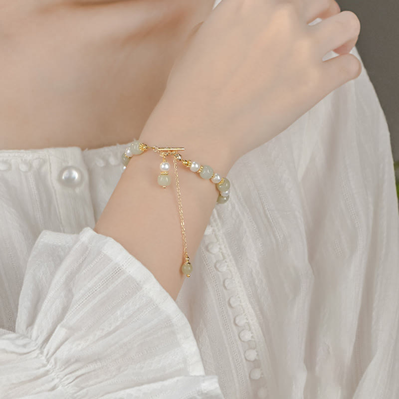 Hetian Jade Pearl Abundance Armband für Wohlstand und Ausgeglichenheit