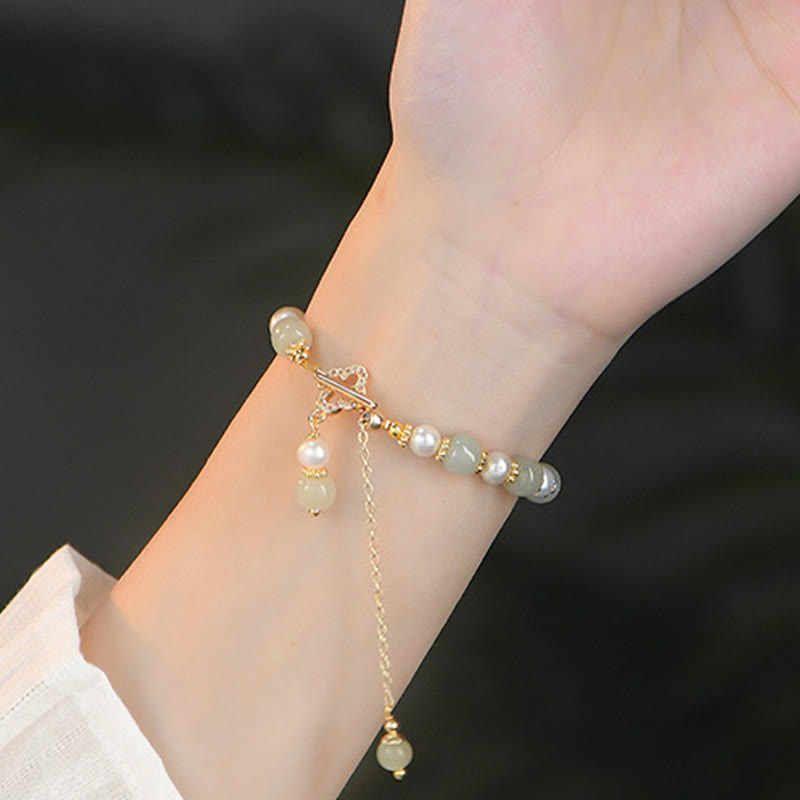 Hetian Jade Pearl Abundance Armband für Wohlstand und Ausgeglichenheit
