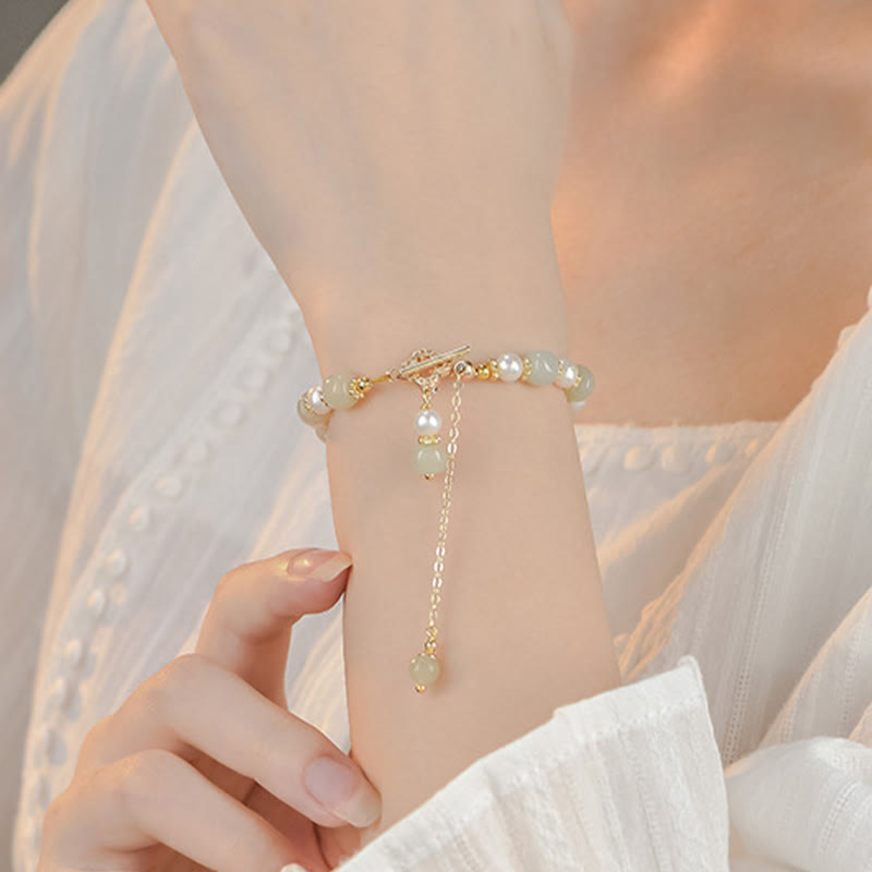 Hetian Jade Pearl Abundance Armband für Wohlstand und Ausgeglichenheit