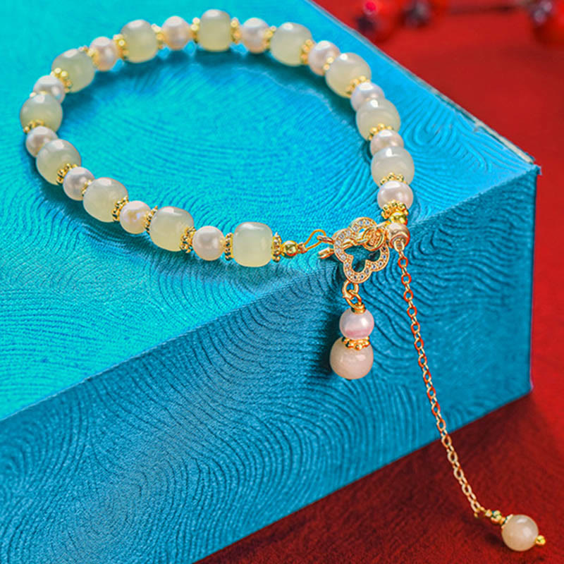 Hetian Jade Pearl Abundance Armband für Wohlstand und Ausgeglichenheit