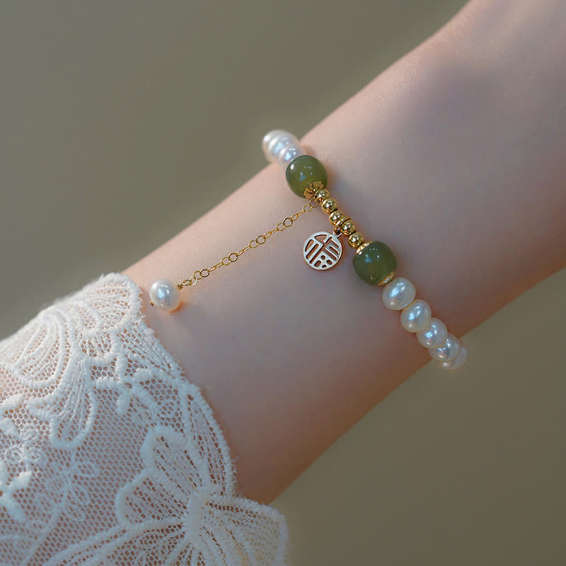 Hetian Jade Perlenarmband für Glück und Weisheit