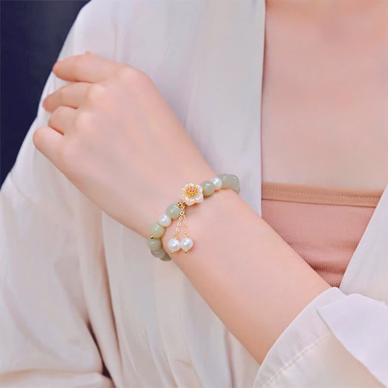Hetian Jade Perle Glück 8mm Armband