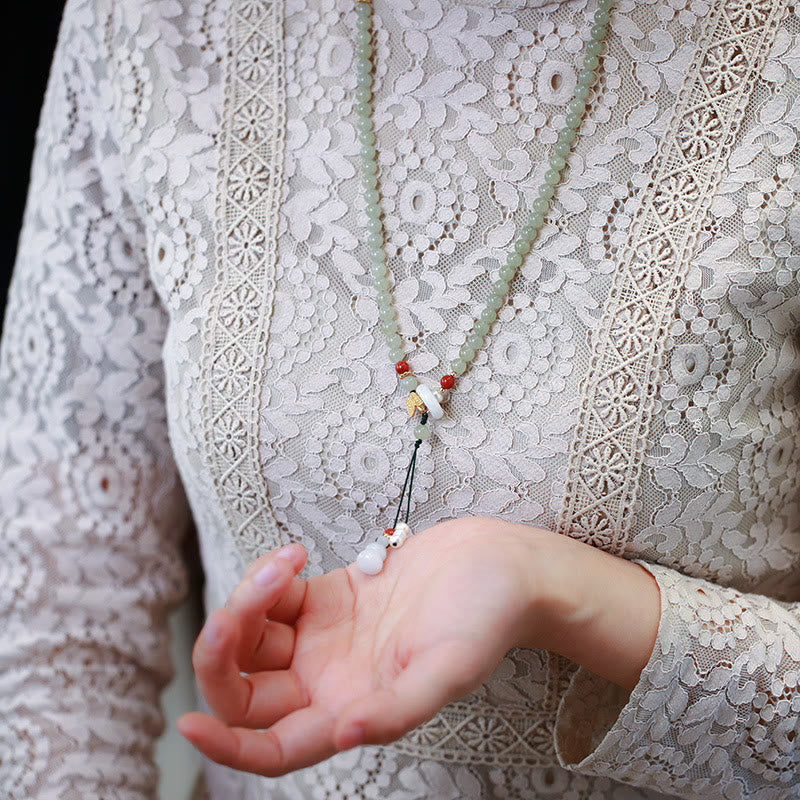 Glücksarmband aus Hetian-Jade und Perle | Sterlingsilber vergoldet