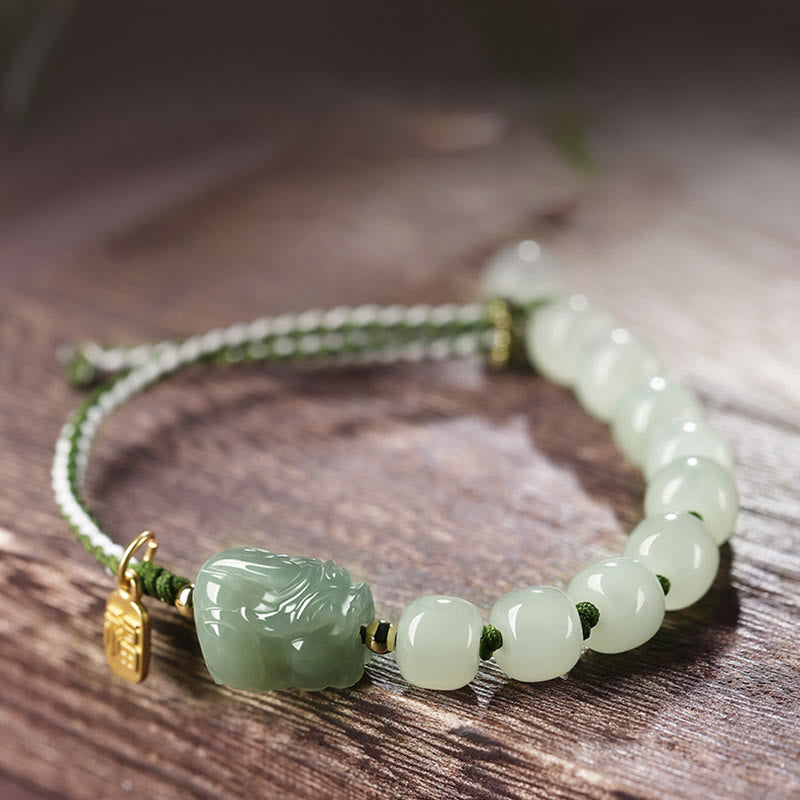Hetian Jade PiXiu Glück Fu Charakter String Armband