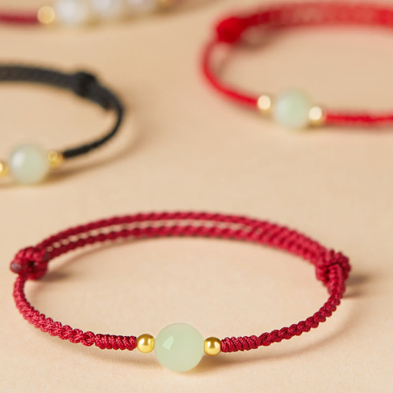 Hetian Jade Schutzarmband mit Peace-Schnalle und Fu-Anhänger für Glück