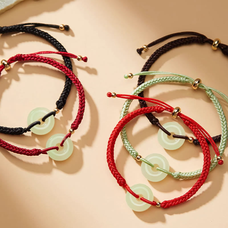 Hetian Jade Schutzarmband mit Peace-Schnalle und Fu-Anhänger für Glück