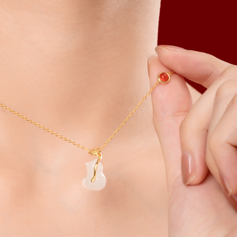 Hetian Jade Ruyi Katze Glück Armband und Halskette Set