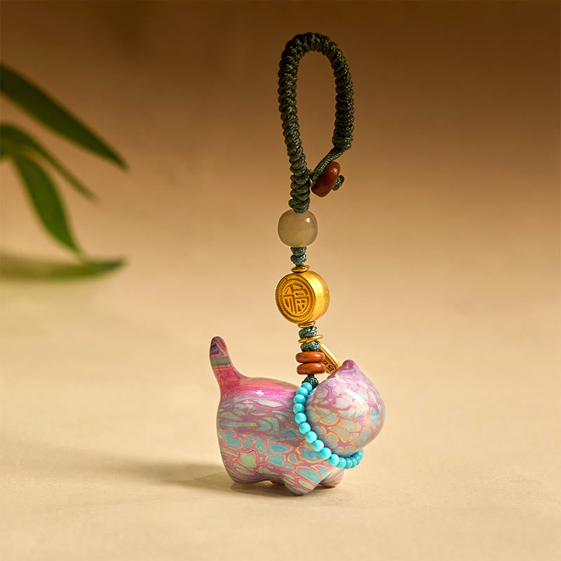 Hetian Jade &amp; Sandelholz Fu Fülle spirituelle Schlüsselanhänger