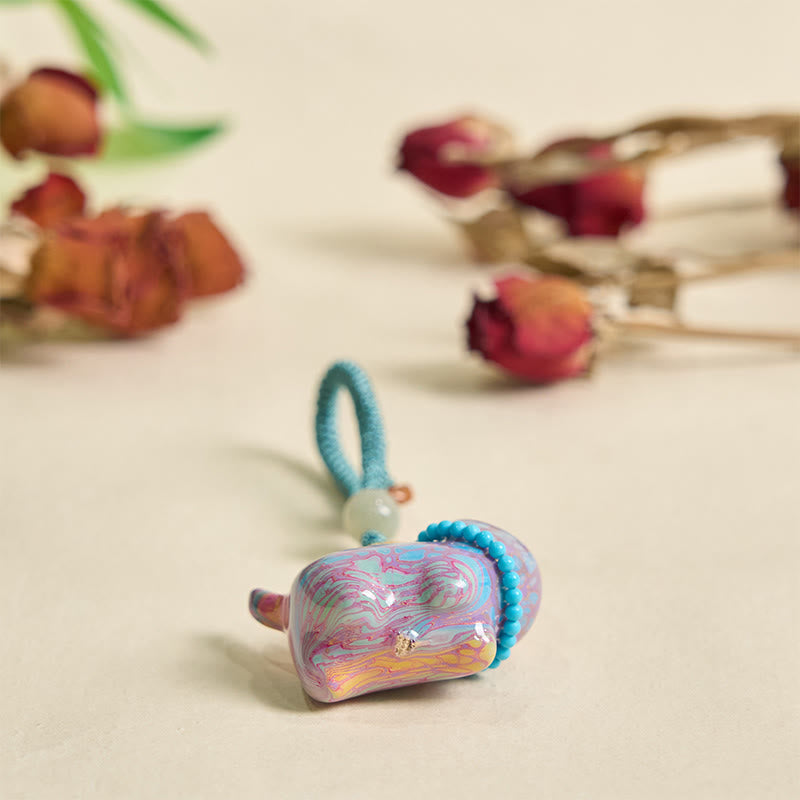 Hetian Jade &amp; Sandelholz Fu Fülle spirituelle Schlüsselanhänger