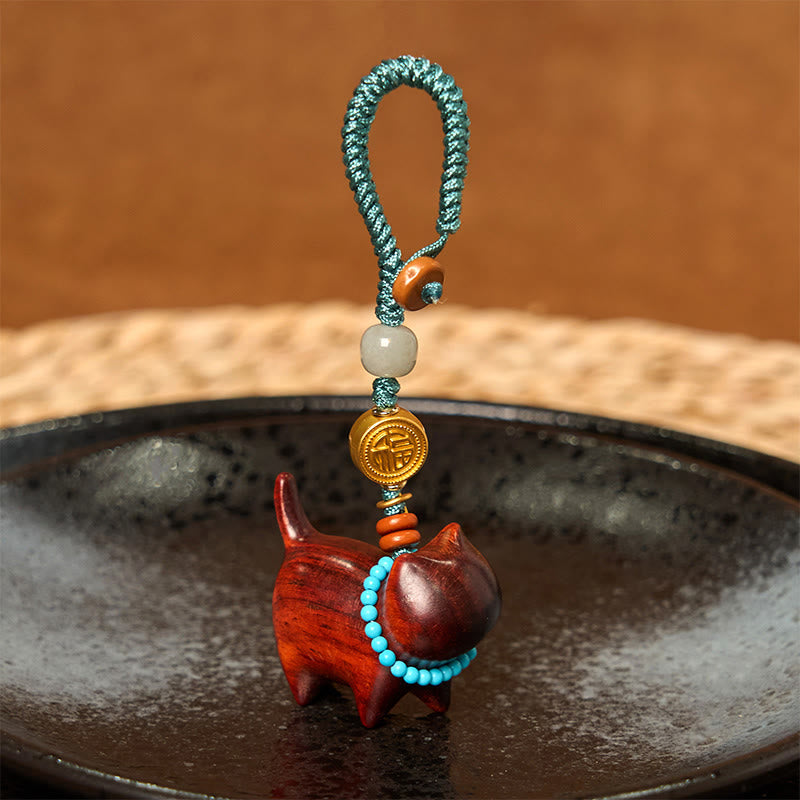 Hetian Jade &amp; Sandelholz Fu Fülle spirituelle Schlüsselanhänger
