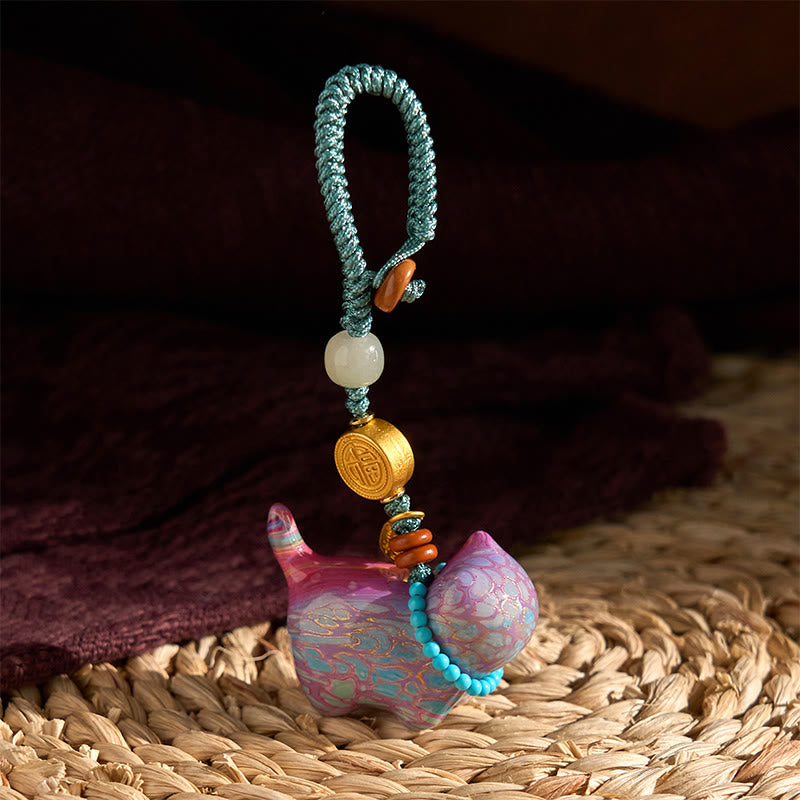 Hetian Jade &amp; Sandelholz Fu Fülle spirituelle Schlüsselanhänger