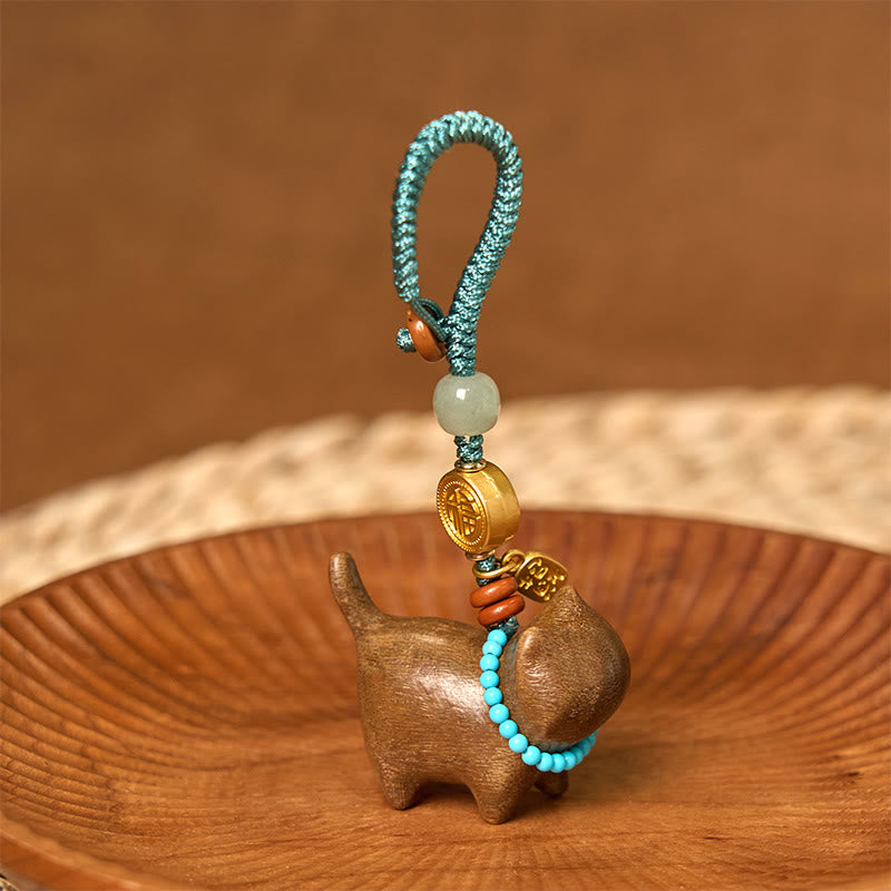 Hetian Jade &amp; Sandelholz Fu Fülle spirituelle Schlüsselanhänger