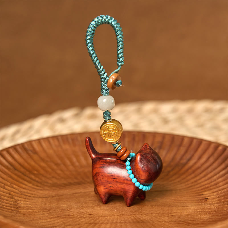 Hetian Jade &amp; Sandelholz Fu Fülle spirituelle Schlüsselanhänger