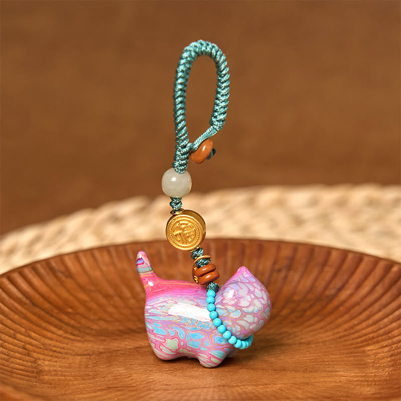 Hetian Jade &amp; Sandelholz Fu Fülle spirituelle Schlüsselanhänger