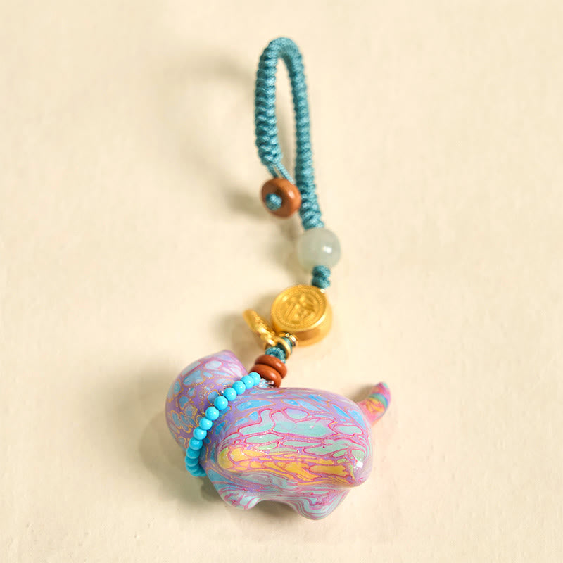 Hetian Jade &amp; Sandelholz Fu Fülle spirituelle Schlüsselanhänger