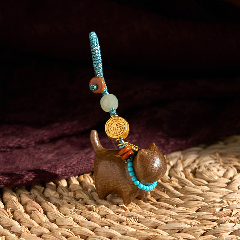 Hetian Jade &amp; Sandelholz Fu Fülle spirituelle Schlüsselanhänger